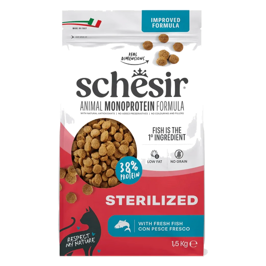 Schesir Animal Protein Sterilised Trockenfutter Katze Fisch, 1,5 kg