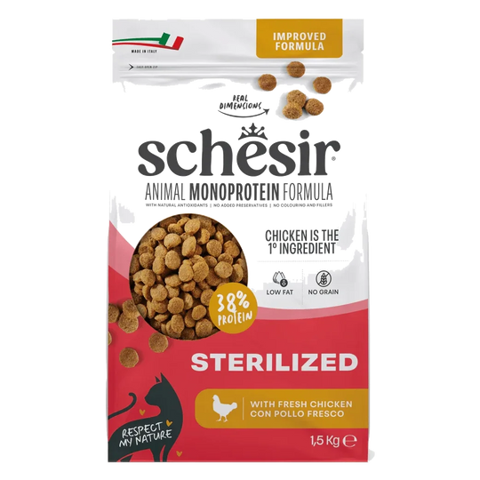 Schesir Animal Protein Sterilised Trockenfutter Katze Huhn, 1,5 kg