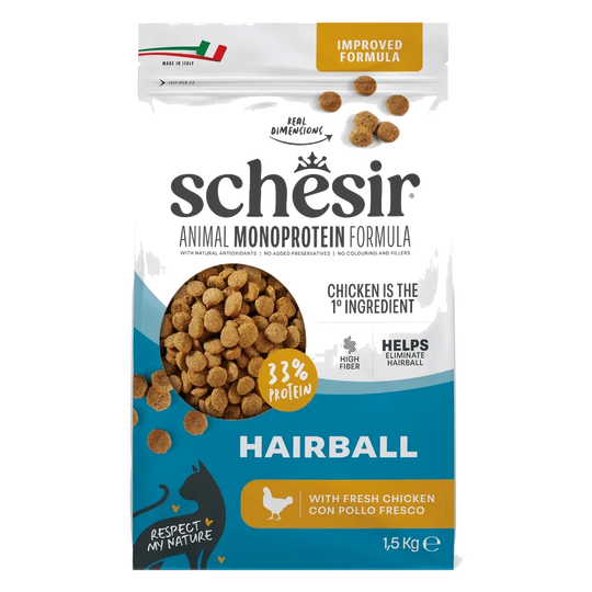 Schesir Animal Protein Hairball Trockenfutter Katze, 1,5 kg