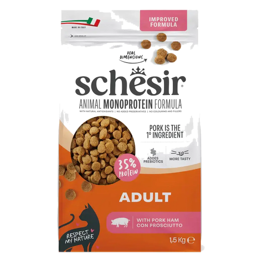 Schesir Animal Protein Maintenance Trockenfutter Katze Schinken, 1,5 kg