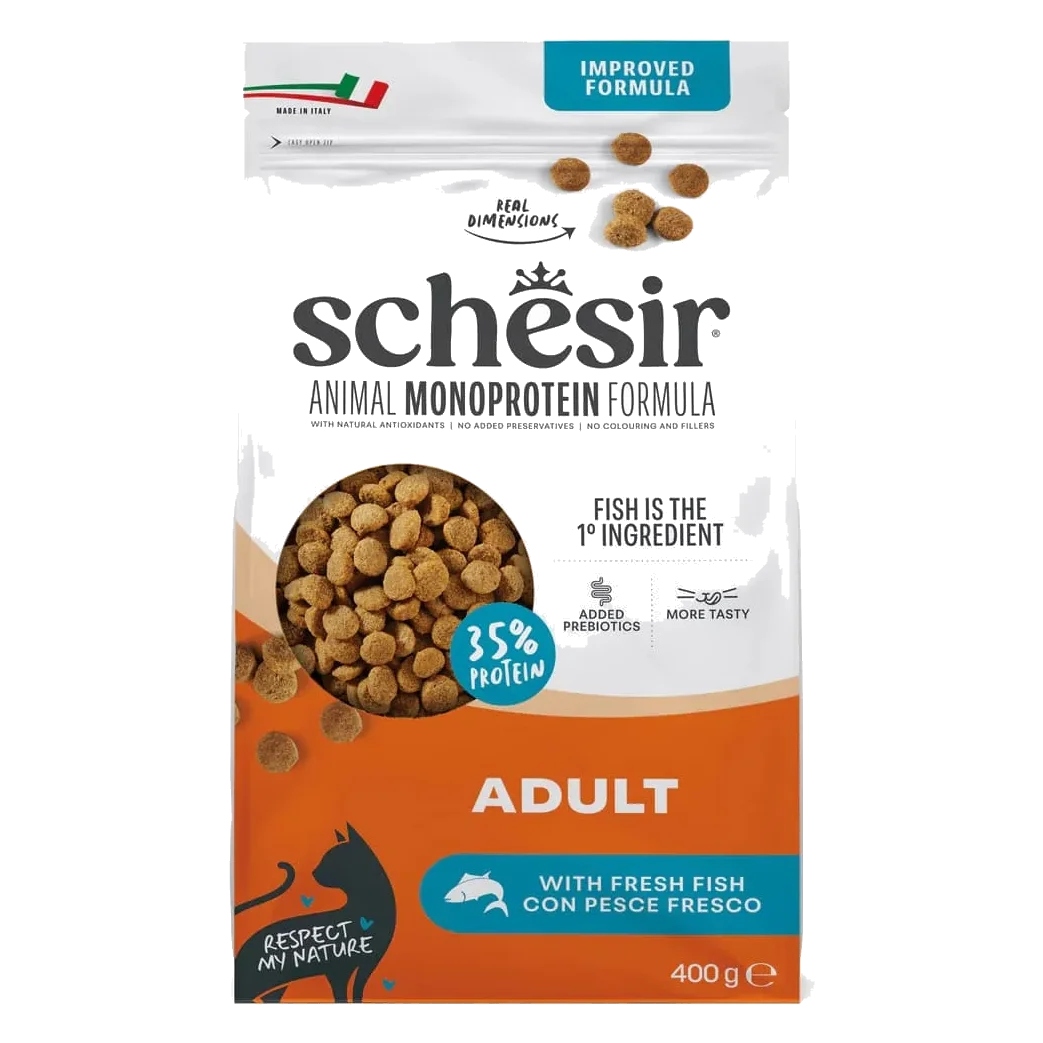 Schesir Animal Protein Maintenance Trockenfutter Katze Fisch, 400 g