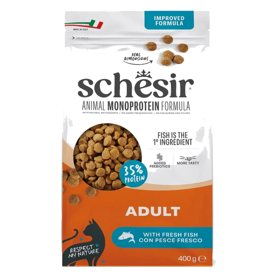 Schesir Animal Protein Maintenance Trockenfutter Katze Fisch, 400 g