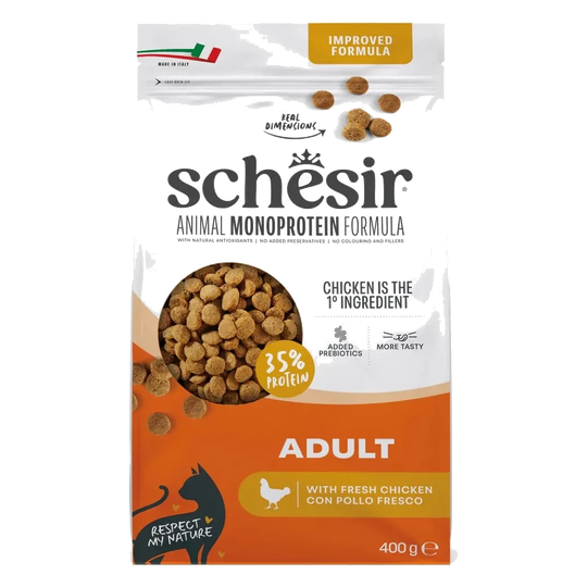 Schesir Animal Protein Maintenance Trockenfutter Katze Huhn, 400 g