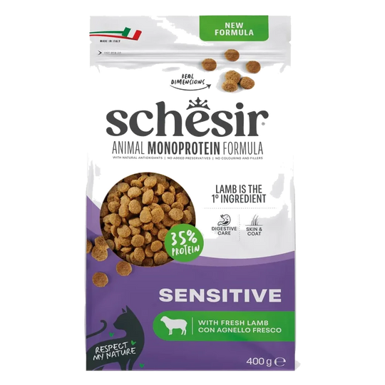 Schesir Animal Protein Sensitive Trockenfutter Katze Lamm, 400 g
