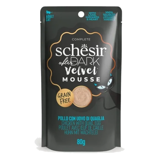 Schesir After Dark Velvet Nassfutter Katze Huhn mit Wachtelei, Beutel 80 g