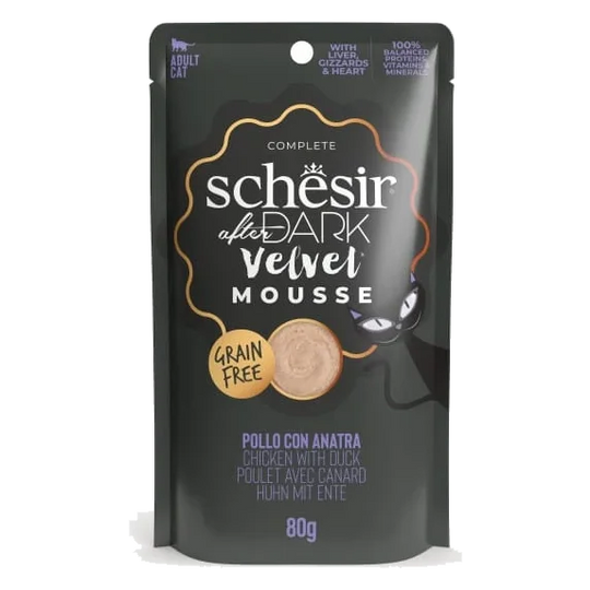 Schesir After Dark Velvet Nassfutter Katze Huhn mit Ente, Beutel 80 g