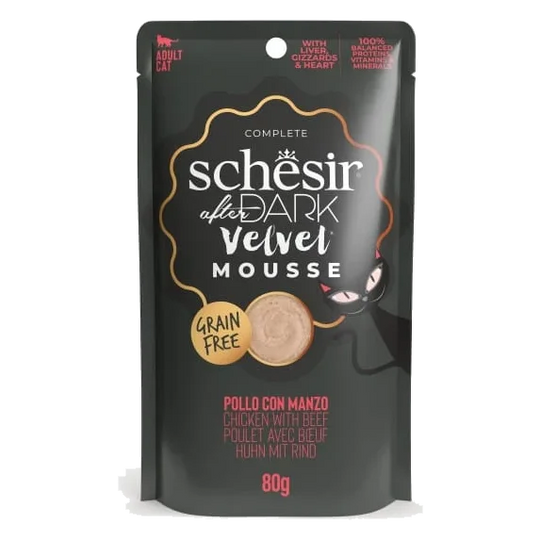 Schesir After Dark Velvet Nassfutter Katze Huhn mit Kalb, Beutel 80 g