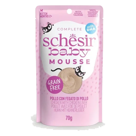 Schesir Baby Nassfutter Katze Mousse Huhn mit Hühnerleber
