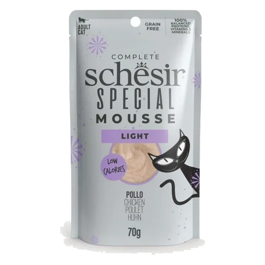 Schesir Light Mousse mit Nassfutter Katze Huhn