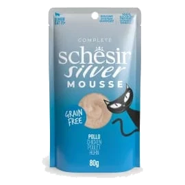 Schesir Silver Nassfutter Katze Mousse Huhn, Beutel 80 g