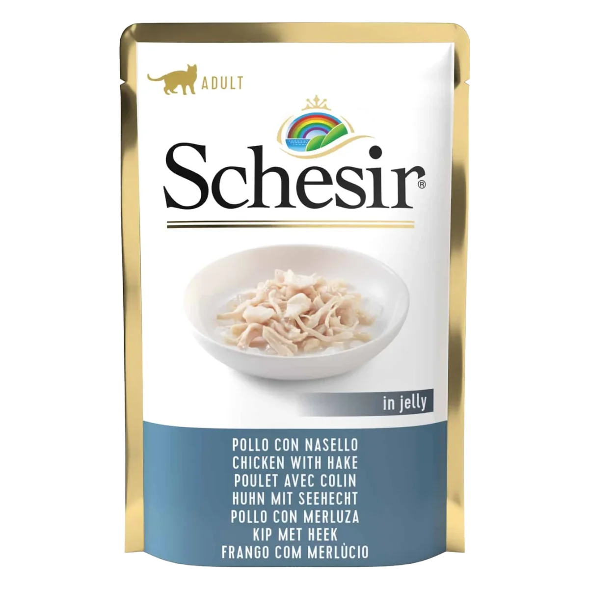Schesir Nassfutter Katze Hühnerfilets mit Seehecht, Beutel 85 g