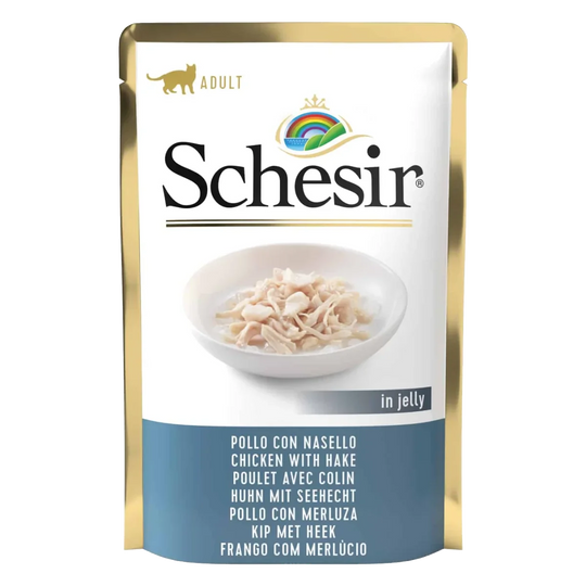 Schesir Nassfutter Katze Hühnerfilets mit Seehecht, Beutel 85 g