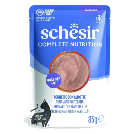 Schesir Nassfutter Katze Mousse Thunfisch mit Sardellen, Beutel 85 g