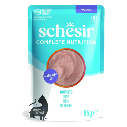 Schesir Nassfutter Katze Mousse Thunfisch, Beutel 85 g