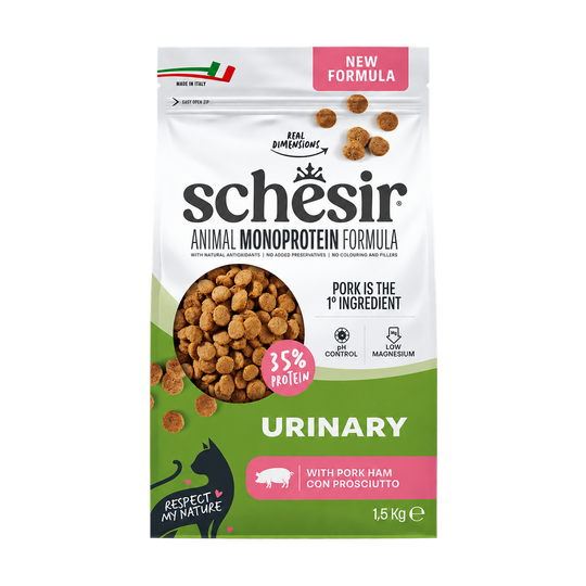 Schesir Animal Monoprotein Urinary Trockenfutter Katze Schinken, 1,5 kg
