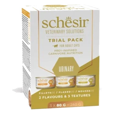 Schesir Urinary Probierpaket Diätfutter Katze, 3 × 80 g