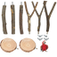 Set de 8 perchas y plataformas de madera natural para jaula, vista de detalle 1