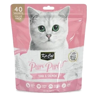 Katzensnack Kit Cat PurrPuree Thunfisch und Lachs 40 x 15 g