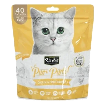 Katzensnack Kit Cat PurrPuree Huhn und Ballaststoffe 40 x 15 g