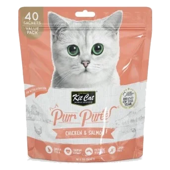 Katzensnacks Kit Cat PurrPuree Huhn und Lachs 40 x 15 g