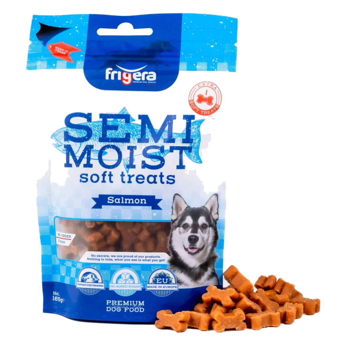 Halbfeuchte Hundesnacks mit Lachsgeschmack, 165-g-Blister