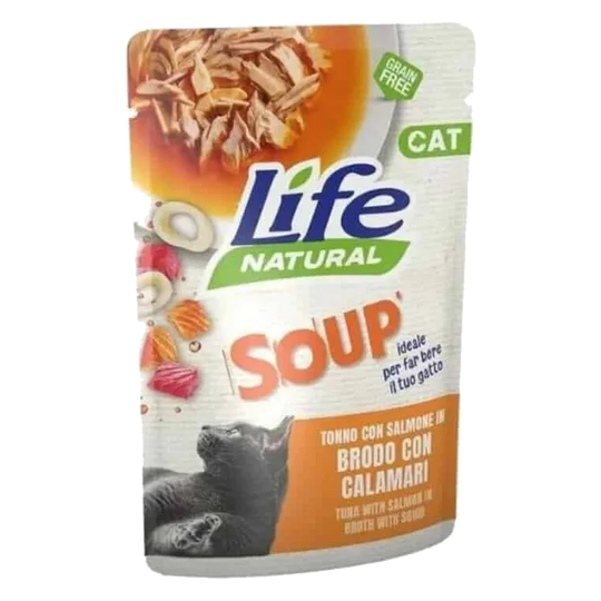 Life Cat Suppe Thunfisch mit Lachs und Tintenfisch für Katzen, 60 g