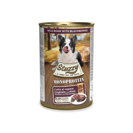 Stuzzy Monoprotein Nassfutter Hund Wildschwein mit Brombeeren und Kräutern
