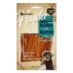 Hundesnacks Lachs- und Kabeljaustreifen Flamingo, 85 g
