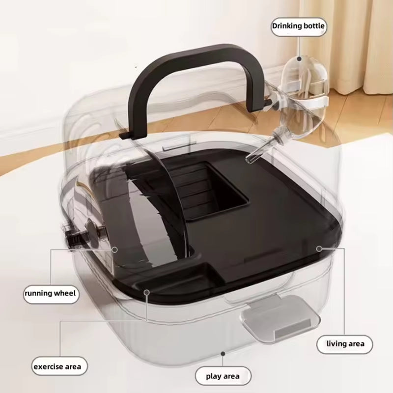 Transportín cuadrado ventilado con bebedero para hámster y roedores, vista de detalle 1