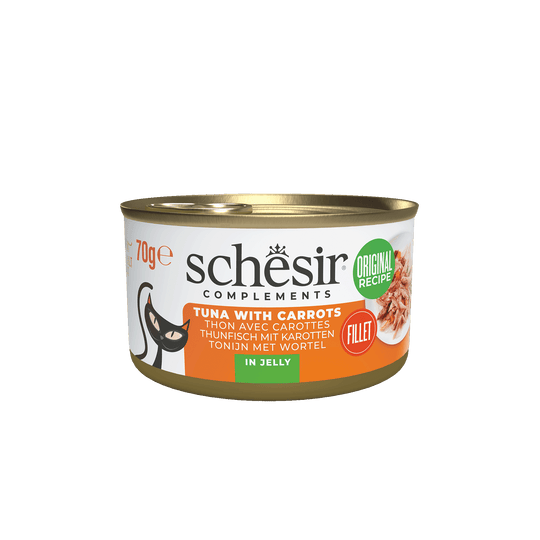 Schesir Nassfutter Katze Thunfisch mit Karotte in Gelee, Dose 70 g